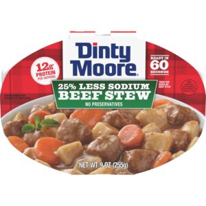 Dinty Moore Beef Stew Less Sodium Microwave Tray 9oz, 6 Pack