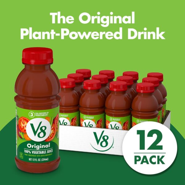 V8 Original 100% Vegetable Juice, 12 fl oz Bottle (12 Pack) - Image 2