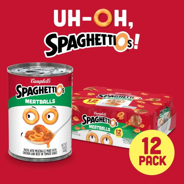 SpaghettiOs Canned Pasta with Meatballs, 15.6 oz Can (Pack of 12) - Image 2